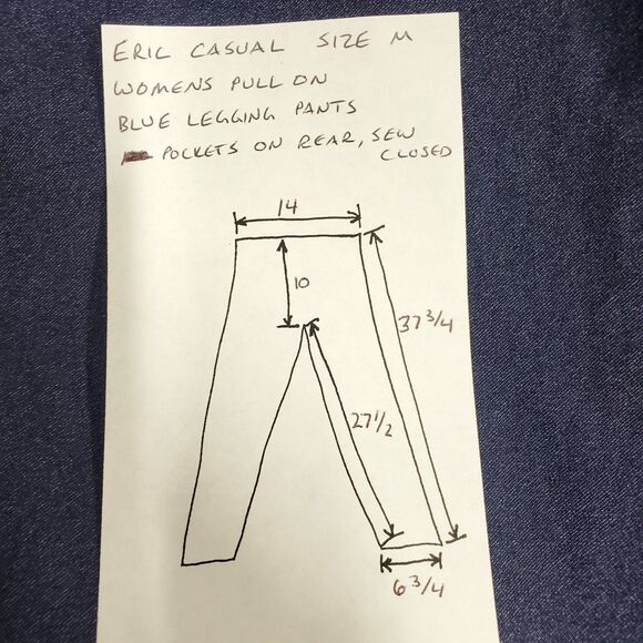 Eric Casual Womens Blue Straight Leg Pull On Stretch Legging Pants Size Medium - Picture 8 of 8